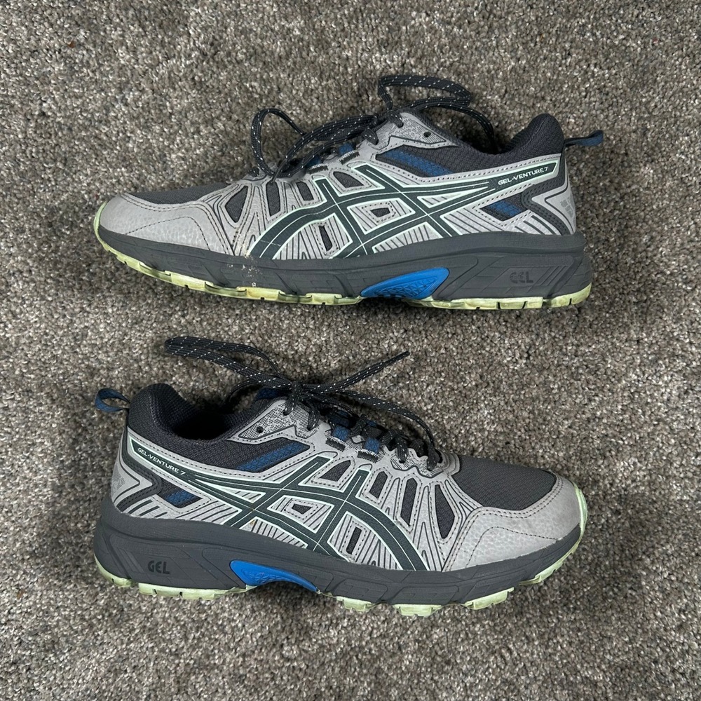 ASICS Gel-Venture 7 Gray Blue Trail Running Shoes 1012A476 Mens 8